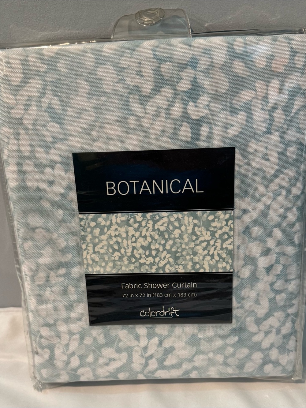 Botanical Fabric Shower Curtain in Pale Aqua Leaf Print by Botanical